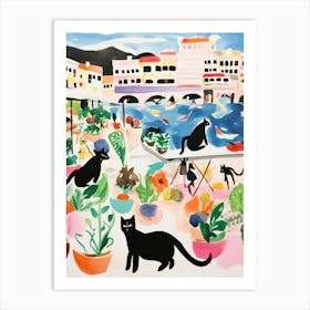 The Food Market In Positano 2 Illustration Art Print