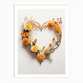Heart Shape With Dried Flowers Art Print