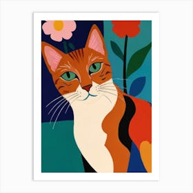 Cat With Flowers 2 Art Print