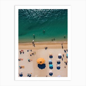 Aerial Shot Orange Umbrella Summer Photography Art Print