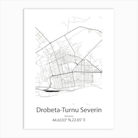 Drobeta Turnu Severin,Romania Minimalist Map Art Print