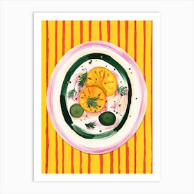 A Plate Of Pumpkins, Autumn Food Illustration Top View 51 Art Print