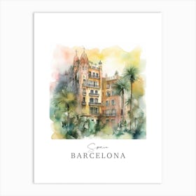 Spain, Barcelona Storybook 3 Travel Poster Watercolour Art Print