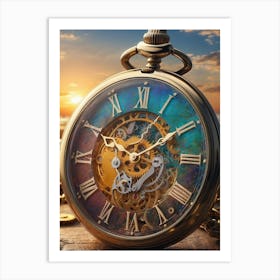 Pocket Watch At Sunset Art Print