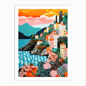 Amalfi, Italy, Illustration In The Style Of Pop Art 2 Art Print