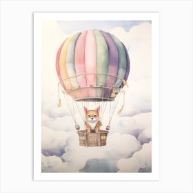 Baby Coyote In A Hot Air Balloon Art Print