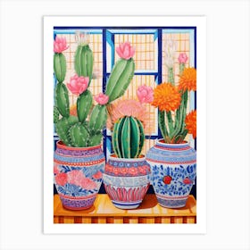 Cactus Painting Maximalist Still Life Melocactus Cactus 2 Art Print
