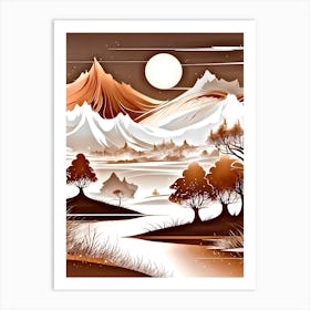 Landscape With Mountains And Trees Art Print