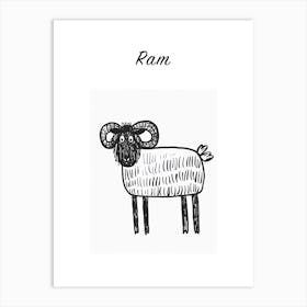 B&W Ram Poster Art Print