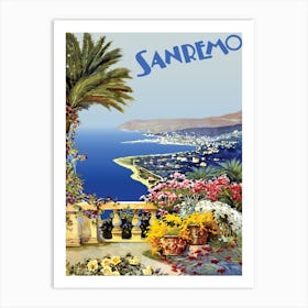 Sanremo Riviera From The Terrace, Italy Art Print