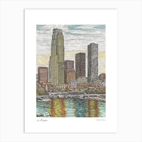 Los Angeles United States Drawing Pencil Style 1 Travel Poster Art Print