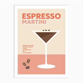 Espresso Martini Cocktail Pink Colourful Coffee Wall Art Art Print