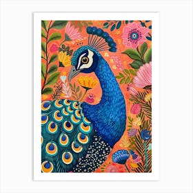Bright Peacock Portrait 3 Art Print