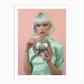 Disco Ball Girl, Preppy Aesthetic, Trendy Art Print