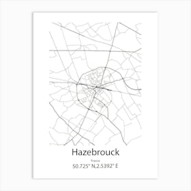 Hazebrouck,France Minimalist Map Art Print