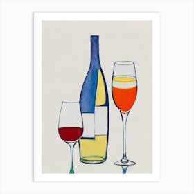 Franciacorta Picasso Line Drawing Cocktail Poster Art Print