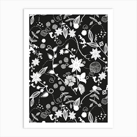 Black White Boho Art Print