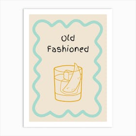 Old Fashioned Doodle Poster Teal & Orange Art Print