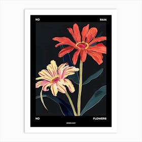 No Rain No Flowers Poster Gerbera Daisy 4 Art Print