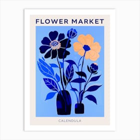 Blue Flower Market Poster Calendula 1 Art Print