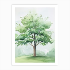 Paulownia Tree Atmospheric Watercolour Painting 5 Art Print