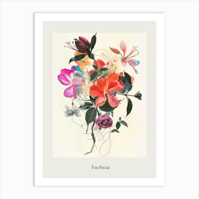 Fuchsia 1 Collage Flower Bouquet Poster Art Print