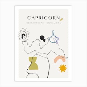 Capricorn Zodiac Sign One Line Art Print