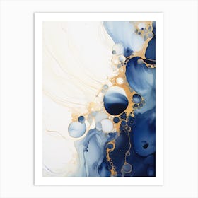 Blue And Gold Abstract Painting 2 Art Print