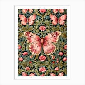 William Morris Pink Butterflies Art Print