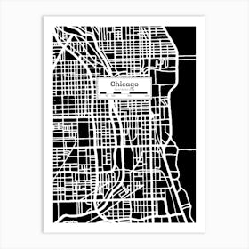 Chicago (USA) City Map — Hand-drawn map, vector black map Art Print