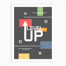 Level Up - Black Gaming Art Print