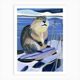 Beaver On Surfboard Art Print