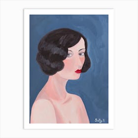 Naked Flapper Woman Portrait Art Print