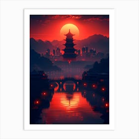 Sunset In Japan 1 Art Print