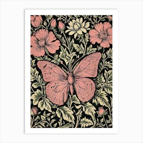 Butterfly On A Black Background Art Print