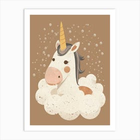 Unicorn In The Bubble Bath Mocha Muted Pastels 1 Art Print