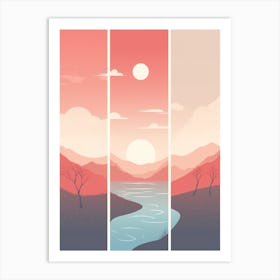 Landscape With Mountains And River Art Print