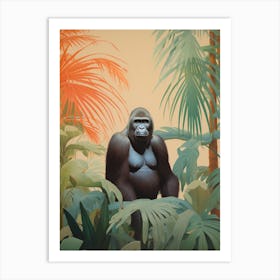 Gorilla 2 Tropical Animal Portrait Art Print