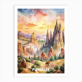 Pinnacles National Park Watercolor Painting Art Print