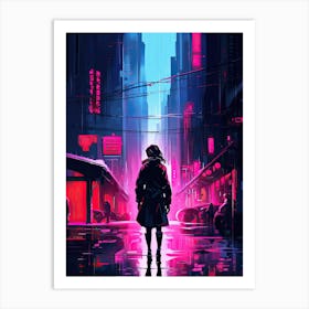 cyberpunk city, neon lights Art Print