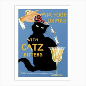 Catz Bitters Black Cat Vintage Poster Art Print