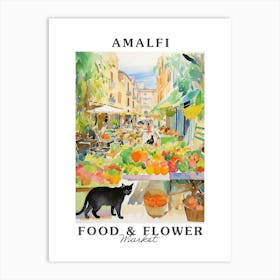 Food Market With Cats In Amalfi 1 Poster Art Print