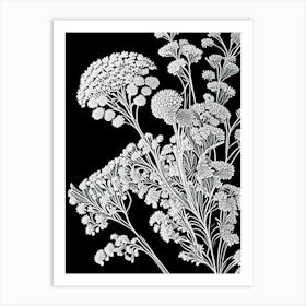 Yarrow Wildflower Linocut 1 Art Print