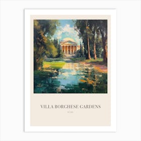 Villa Borghese Gardens Rome 2 Vintage Cezanne Inspired Poster Art Print