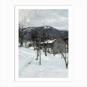 Snowy Village Art Print