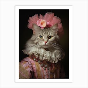 Cat In Medieval Robes Rococo Style  3 Art Print