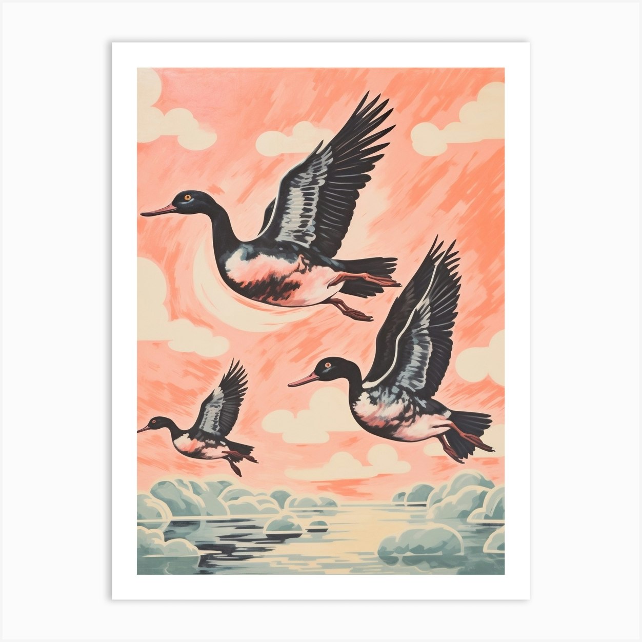 Vintage Japanese Inspired Bird Print Canvasback 1 Art Print by Feathered  Muse - Fy