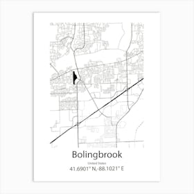 Bolingbrook,United States Minimalist Map Art Print