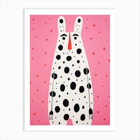 Pink Polka Dot Arctic Hare 2 Art Print