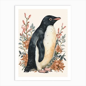 Adlie Penguin Gold Harbour Vintage Botanical Painting 2 Art Print